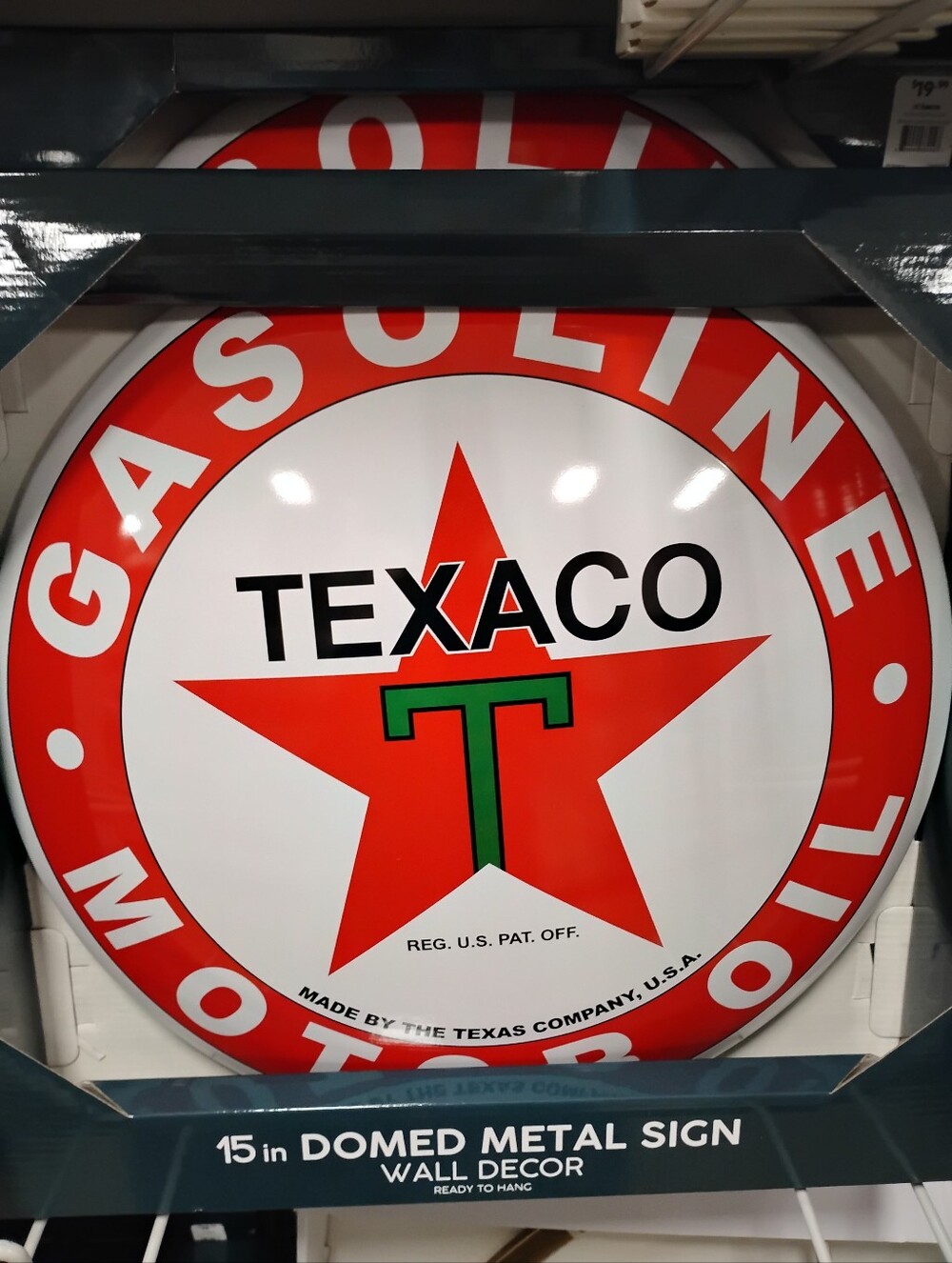 New Texaco Gasoline Motor Oil Round Metal Sign - Red White Green